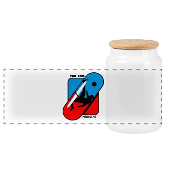 Take Your Medicine - Pill - Football - Panoramic Cookie Jar with Wooden Lid - white - Front