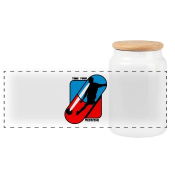 Take Your Medicine - Pill - Football - Panoramic Cookie Jar with Wooden Lid - white - Front