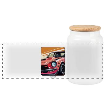 japanisches Auto - der Red Sun Z - JDM - Panorama Keksdose mit Holzdeckel - Weiß - Vorne