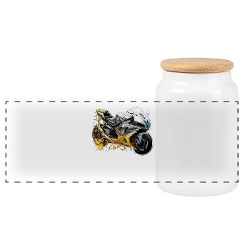 Super Sport Tourer Motorcycle - Panoramic Cookie Jar with Wooden Lid - white - Front