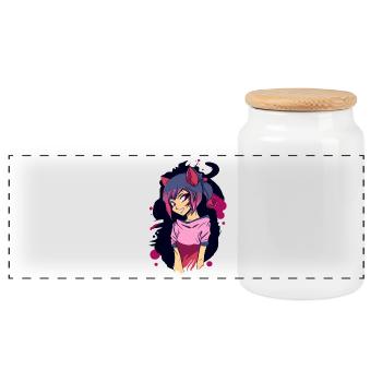 Cosplay - Boîte à biscuits avec couvercle en bois - blanc - Devant