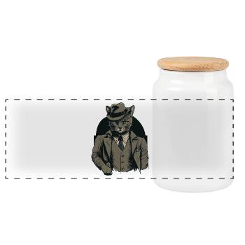 1920s Gangster Cat Leader of a Cat Gang - Panoramic Cookie Jar with Wooden Lid - white - Front
