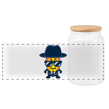 Gangster Ananas mit Sonnenbrille - Panorama Keksdose mit Holzdeckel - Weiß - Vorne
