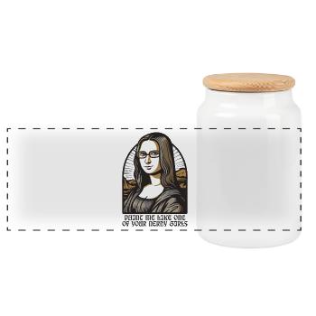 The nerdy bookworm Lisa Mona - Panoramic Cookie Jar with Wooden Lid - white - Front