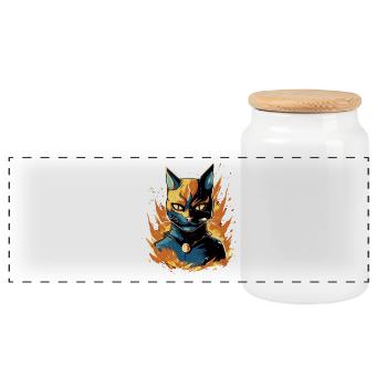 Super paws in action: super cat - Panoramic Cookie Jar with Wooden Lid - white - Front