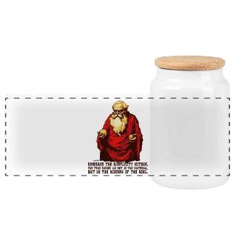 Diogenes' wisdom about simplicity - Panoramic Cookie Jar with Wooden Lid - white - Front