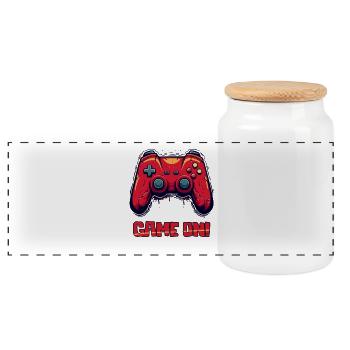 Parodie Robuster Gaming Controller, game on - Panorama Keksdose mit Holzdeckel - Weiß - Vorne