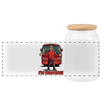 L’entraîneur fou attend l’équipe - Boîte à biscuits avec couvercle en bois - blanc - Devant