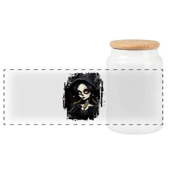 Süßes Gothic-Mädchen - Panorama Keksdose mit Holzdeckel - Weiß - Vorne