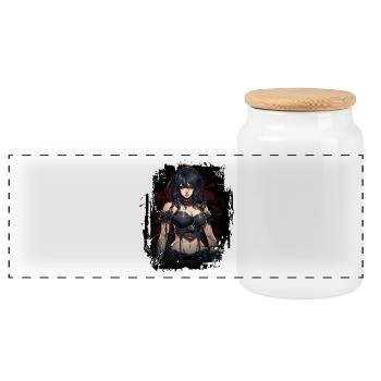 Fittes Gothic Mädchen - Panorama Keksdose mit Holzdeckel - Weiß - Vorne
