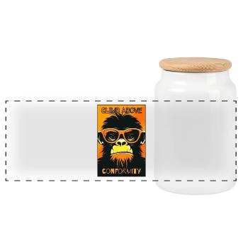 Surmonter la conformité : singe frissonnant - Boîte à biscuits avec couvercle en bois - blanc - Devant