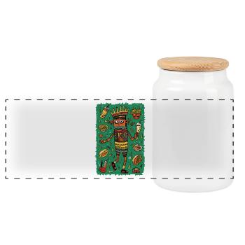 Hiéroglyphes amusants : restauration rapide - Boîte à biscuits avec couvercle en bois - blanc - Devant