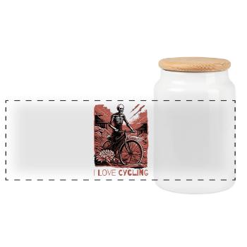 J’adore faire du vélo - Boîte à biscuits avec couvercle en bois - blanc - Devant