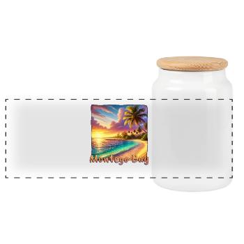 Coucher de soleil Montego Bay Palm Trees Beach - Boîte à biscuits avec couvercle en bois - blanc - Devant