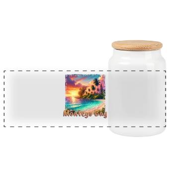 Jamaika Sonnenuntergang Strand Grunge Design - Panorama Keksdose mit Holzdeckel - Weiß - Vorne