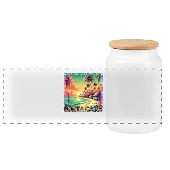 Punta Cana Karibik Palmen Sonnenuntergang Grunge - Panorama Keksdose mit Holzdeckel - Weiß - Vorne