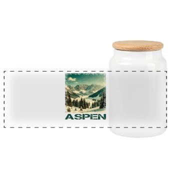 Aspen Colorado Skifahren Snowboard Winter Vintage - Panorama Keksdose mit Holzdeckel - Weiß - Vorne