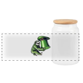 Chapeau haut de forme paresseux de la Saint-Patrick vert - Boîte à biscuits avec couvercle en bois - blanc - Devant