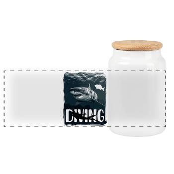 Underwater Adventure 🐟🤿 - Panoramic Cookie Jar with Wooden Lid - white - Front