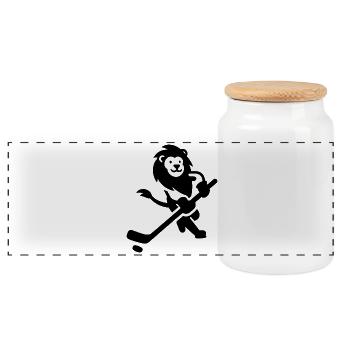 Silhouette d’un joueur de hockey sur glace Lion Wildcat - Boîte à biscuits avec couvercle en bois - blanc - Devant