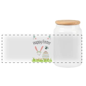 Happy Easter Bunny - Panorama Keksdose mit Holzdeckel - Weiß - Vorne