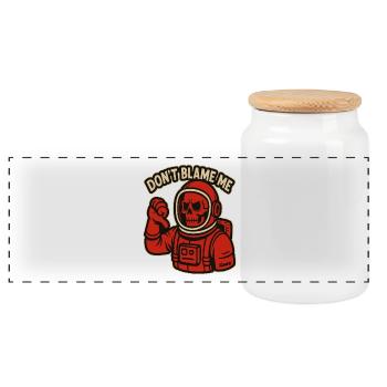 Astronaute squelette : Ne me blâmez pas - Boîte à biscuits avec couvercle en bois - blanc - Devant