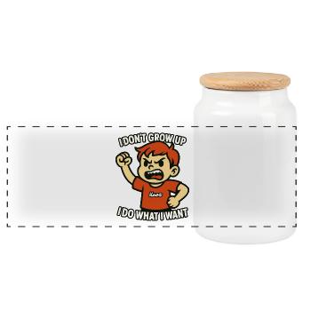 I'm not growing up. I do what I want. - Panoramic Cookie Jar with Wooden Lid - white - Front