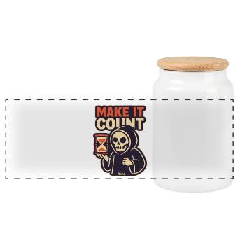 Grim Reaper with Hourglass: Make something of it - Panoramic Cookie Jar with Wooden Lid - white - Front