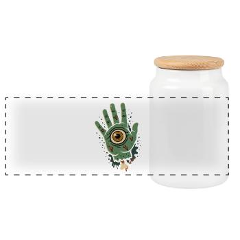 Main de zombie avec un œil - Boîte à biscuits avec couvercle en bois - blanc - Devant