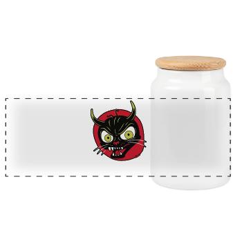Grimace diabolique d’un chat diabolique - Boîte à biscuits avec couvercle en bois - blanc - Devant