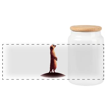 Meerkat - Panoramic Cookie Jar with Wooden Lid - white - Front