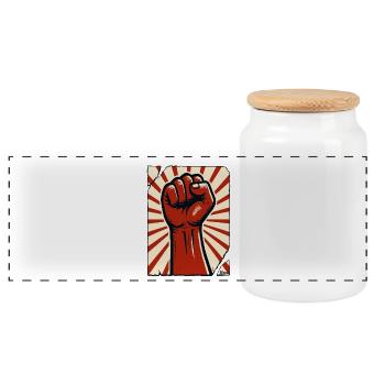 Red Fist – Power and Resistance - Panoramic Cookie Jar with Wooden Lid - white - Front