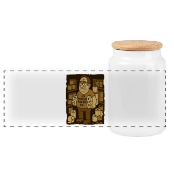 Je thésaurise, donc je suis – homme de papier toilette - Boîte à biscuits avec couvercle en bois - blanc - Devant