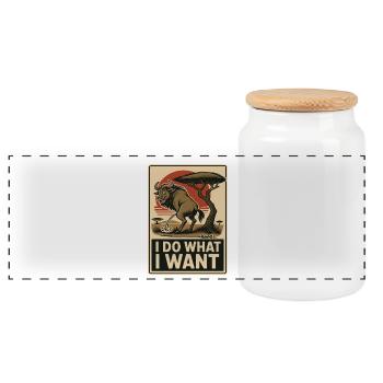 Wildebeest does what it wants – mark territory - Panoramic Cookie Jar with Wooden Lid - white - Front