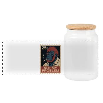 Not my problem: monkey with attitude - Panoramic Cookie Jar with Wooden Lid - white - Front