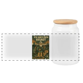 JE VOUS L’AVAIS DIT – Eco-Prepper Peter - Boîte à biscuits avec couvercle en bois - blanc - Devant
