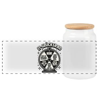 IT Support Wheel of Fortune Service Desk IT Helpdesk - Panoramic Cookie Jar with Wooden Lid - white - Front