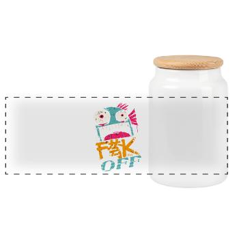Wild fish cries out for take-off in bright colors - Panoramic Cookie Jar with Wooden Lid - white - Front