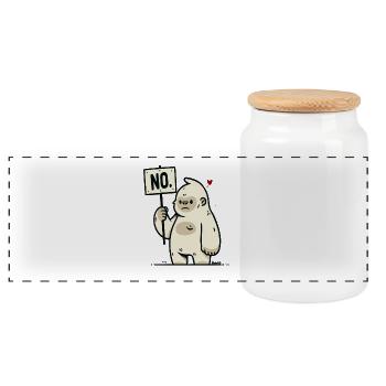 Funny Gorilla Monkey with No Sign Comic Style - Panoramic Cookie Jar with Wooden Lid - white - Front