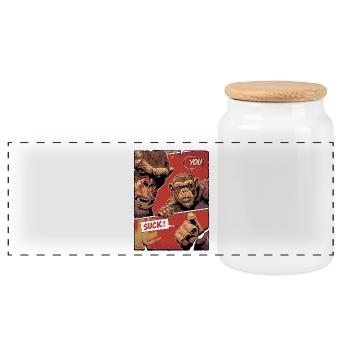 Wütende Affen mit Comic Spruch Du nervst - Panorama Keksdose mit Holzdeckel - Weiß - Vorne