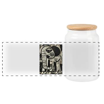 Abstrakter Elefant in Schwarz-Weiß - Panorama Keksdose mit Holzdeckel - Weiß - Vorne