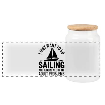 Sailing Saying Sailor Sailing Gift - Panoramic Cookie Jar with Wooden Lid - white - Front