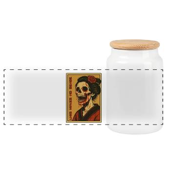 Cela n’a pas de sens : Geisha squelette avec kimono - Boîte à biscuits avec couvercle en bois - blanc - Devant