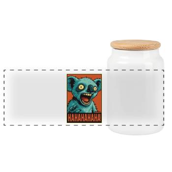 Schreiender lachender Comic Koala - Panorama Keksdose mit Holzdeckel - Weiß - Vorne