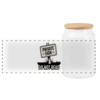 Panneau privé avec inscription « Ne pas lire » - Boîte à biscuits avec couvercle en bois - blanc - Devant