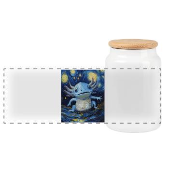 Axolotl Van Gogh Style Nuit étoilée - Boîte à biscuits avec couvercle en bois - blanc - Devant
