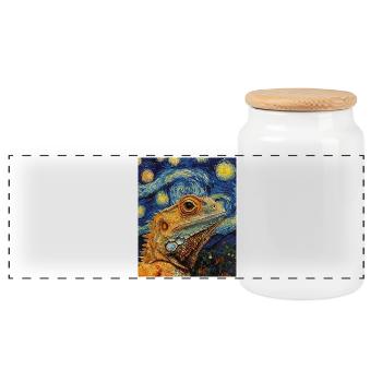 Echse Van Gogh Style Starry Night - Panorama Keksdose mit Holzdeckel - Weiß - Vorne