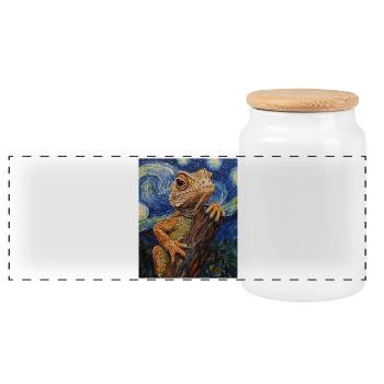 Echse Van Gogh Style Starry Night - Panorama Keksdose mit Holzdeckel - Weiß - Vorne