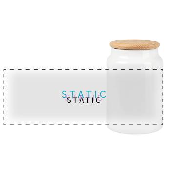 Static – Conception typographique minimaliste par glitch - Boîte à biscuits avec couvercle en bois - blanc - Devant