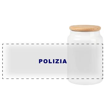 Police On – Lustiges T-Shirt mit Textmotiv - Panorama Keksdose mit Holzdeckel - Weiß - Vorne